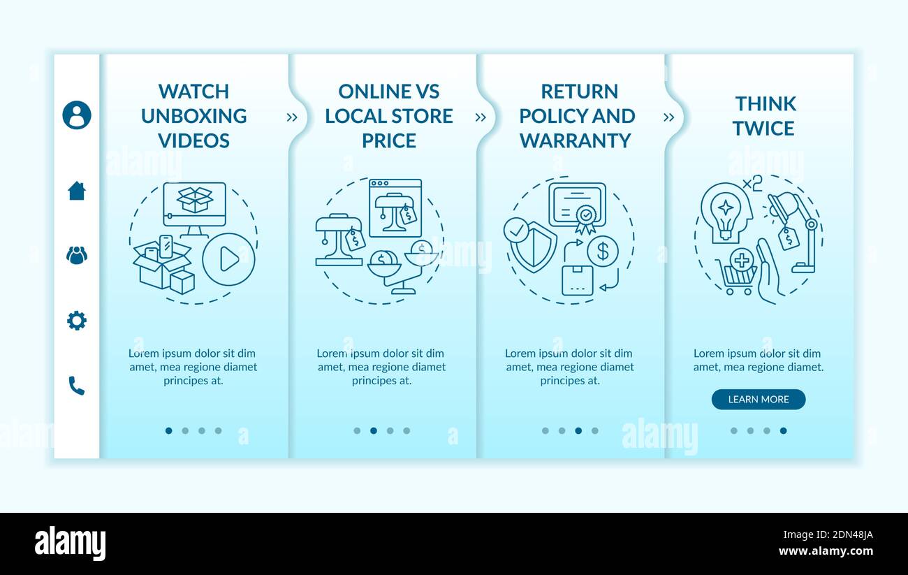 Informed shopper advices onboarding vector template Stock Vector