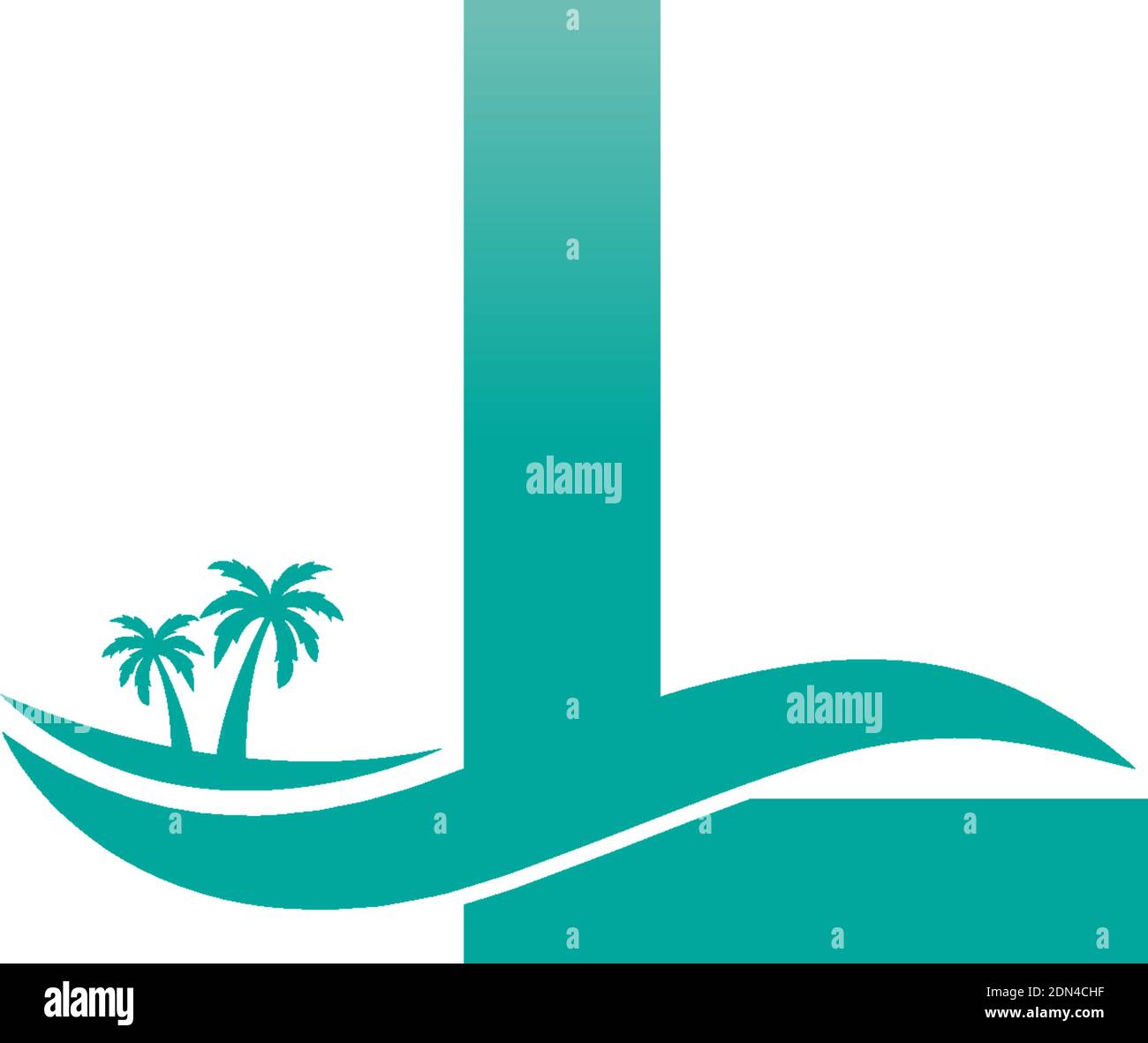 Letter L logo coconut tree and water wave icon design vector Stock ...