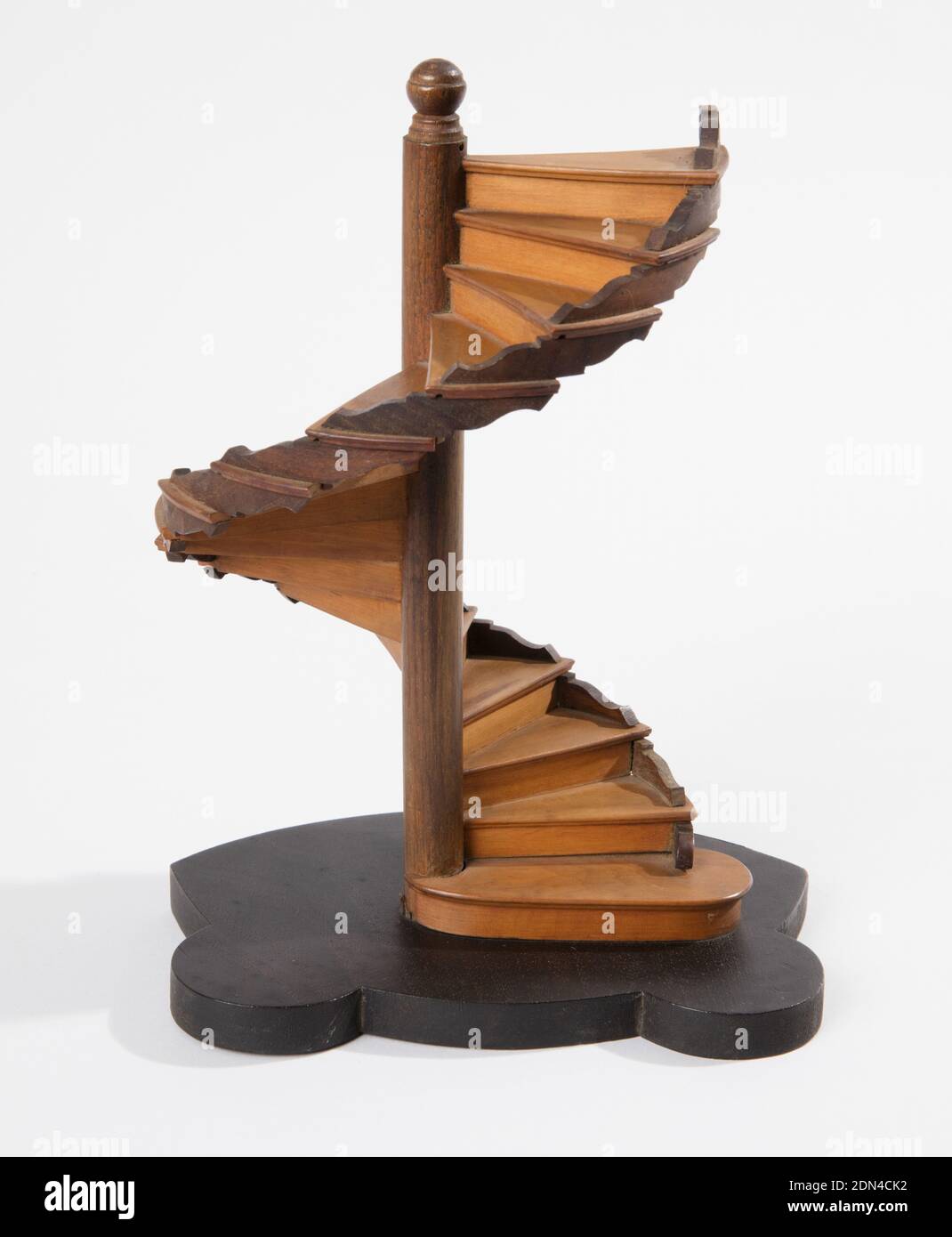Staircase model, Planed and joined wood, Spiral staircase model with central post on shaped base., France, ca. 1880, models and prototypes, Decorative Arts, Staircase model Stock Photo