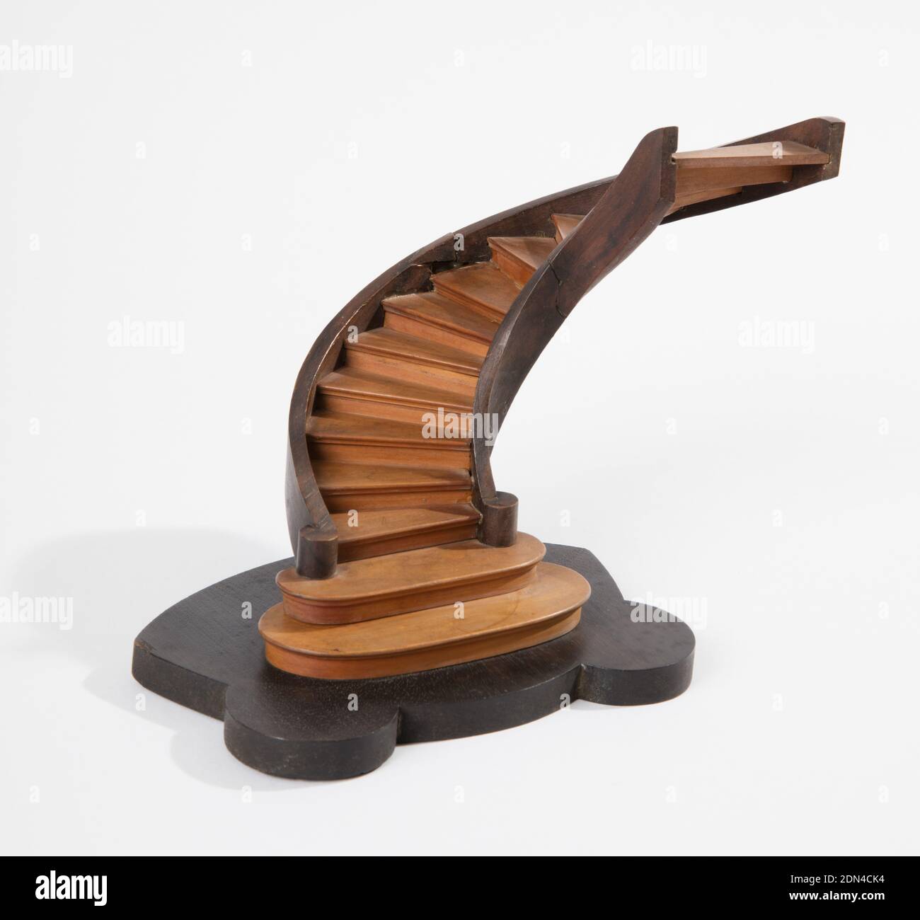 Staircase model, Planed and joined wood, Curved staircase model on shaped base., France, ca. 1880, models and prototypes, Decorative Arts, Staircase model Stock Photo