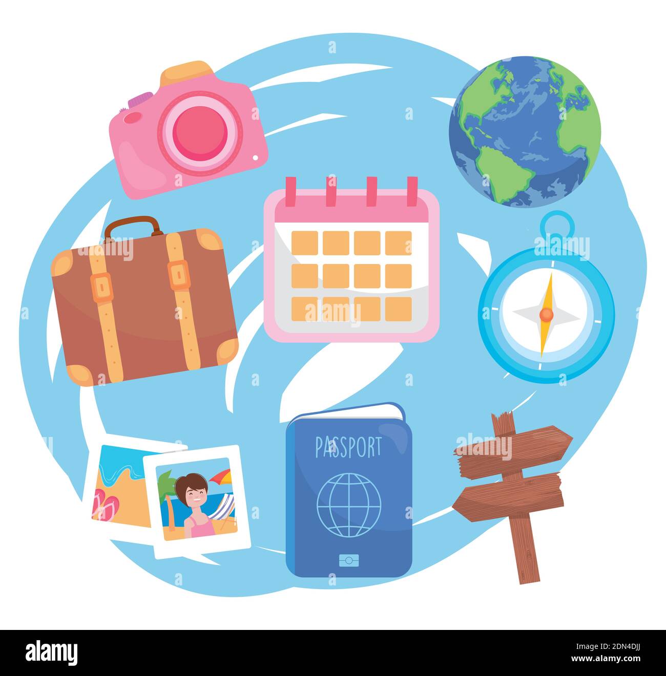 travel icon set design, trip tourism and journey theme Vector ...