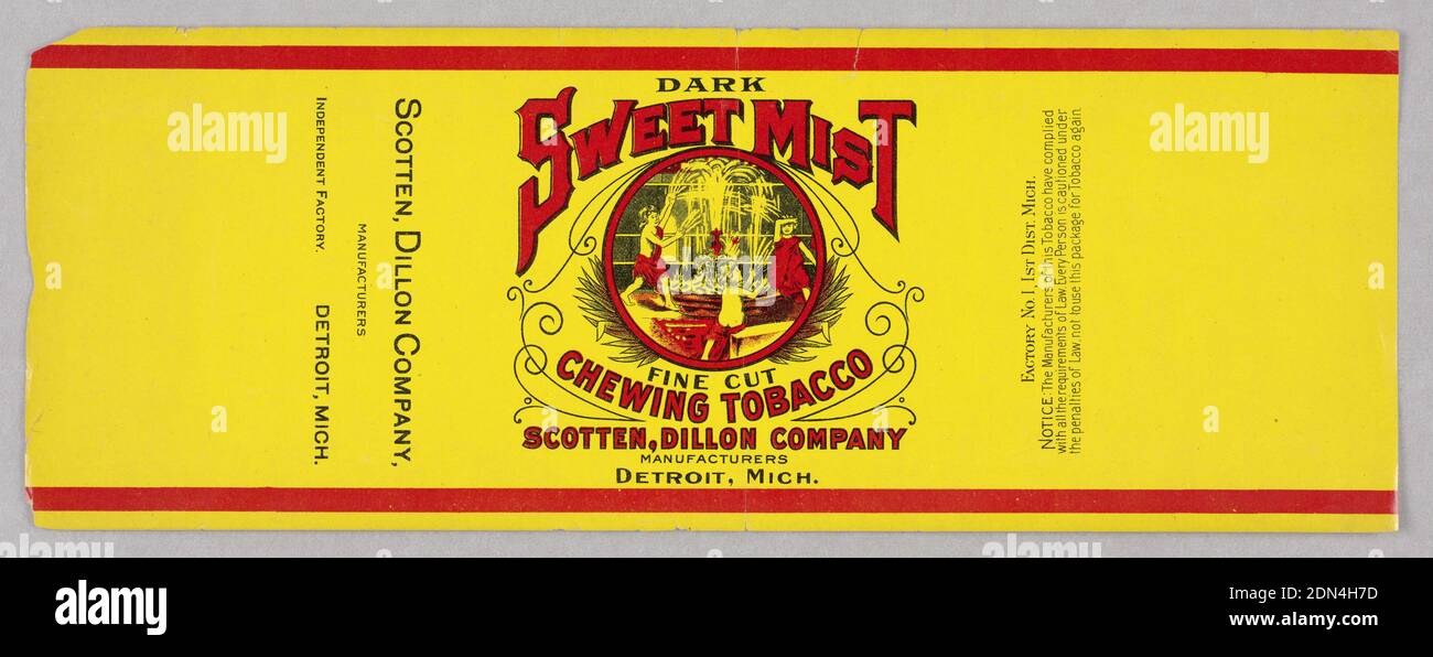 tobacco label, ScottenDillon Co., Color lithographic, Detroit