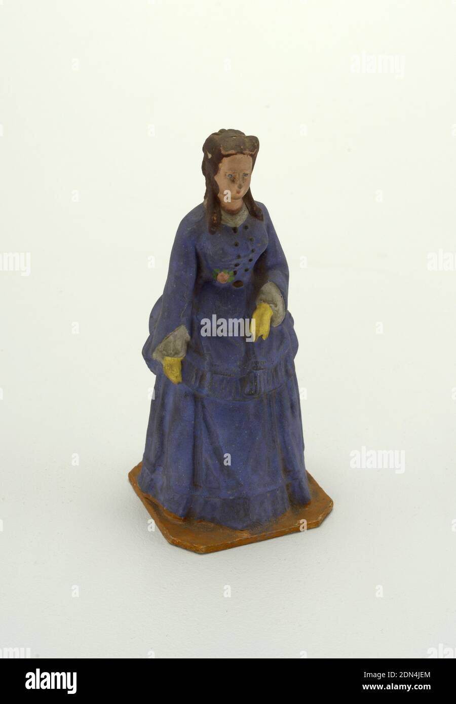 Figure, composition board (possibly paper mache), molded & painted. Possible masonite base, England, ca. 1840, Decorative Arts, Figure Stock Photo