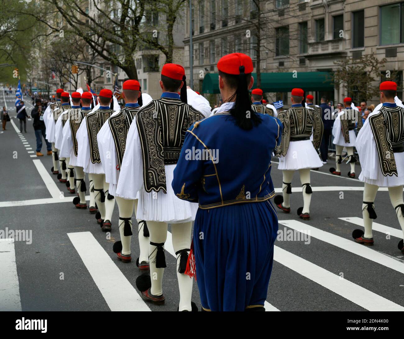 Greek Day parade in New York city , celebrating the countries independence. Stock Photo