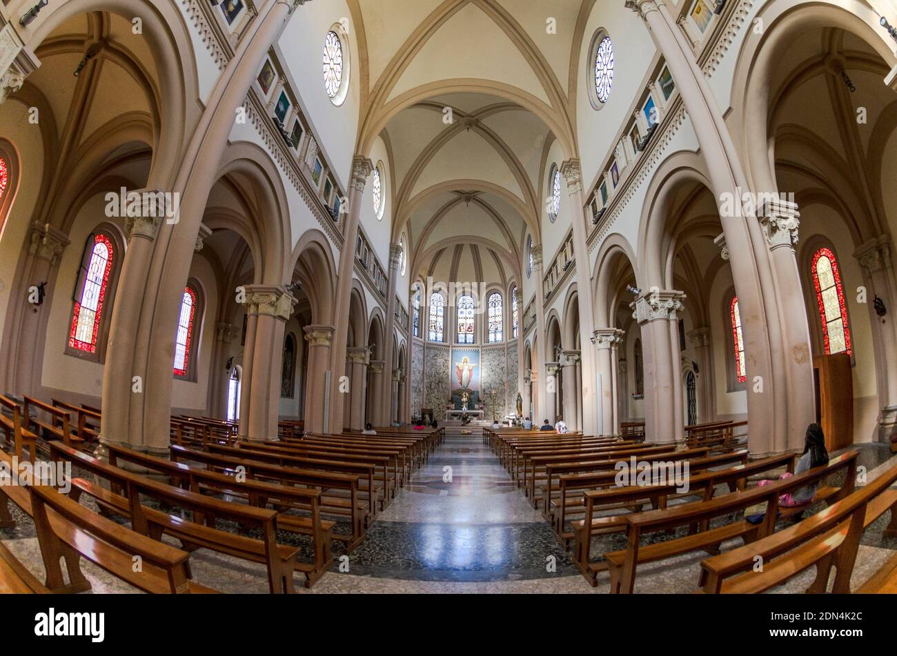 View of the interior of the church of the Sacred Heart of Jesus in Pescara Stock Photo