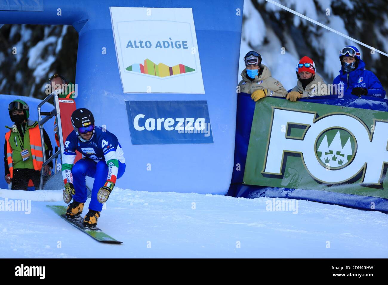 Carezza, Italy. 17th Dec, 2020. FIS Snowboard World Cup - Covid-19 Outbreak Parallel Slalom Finals event on 17/12/2020 in Carezza, Italy. In action Aaron March (ITA) (Photo by Pierre Teyssot/ESPA-Images) Credit: European Sports Photo Agency/Alamy Live News Stock Photo