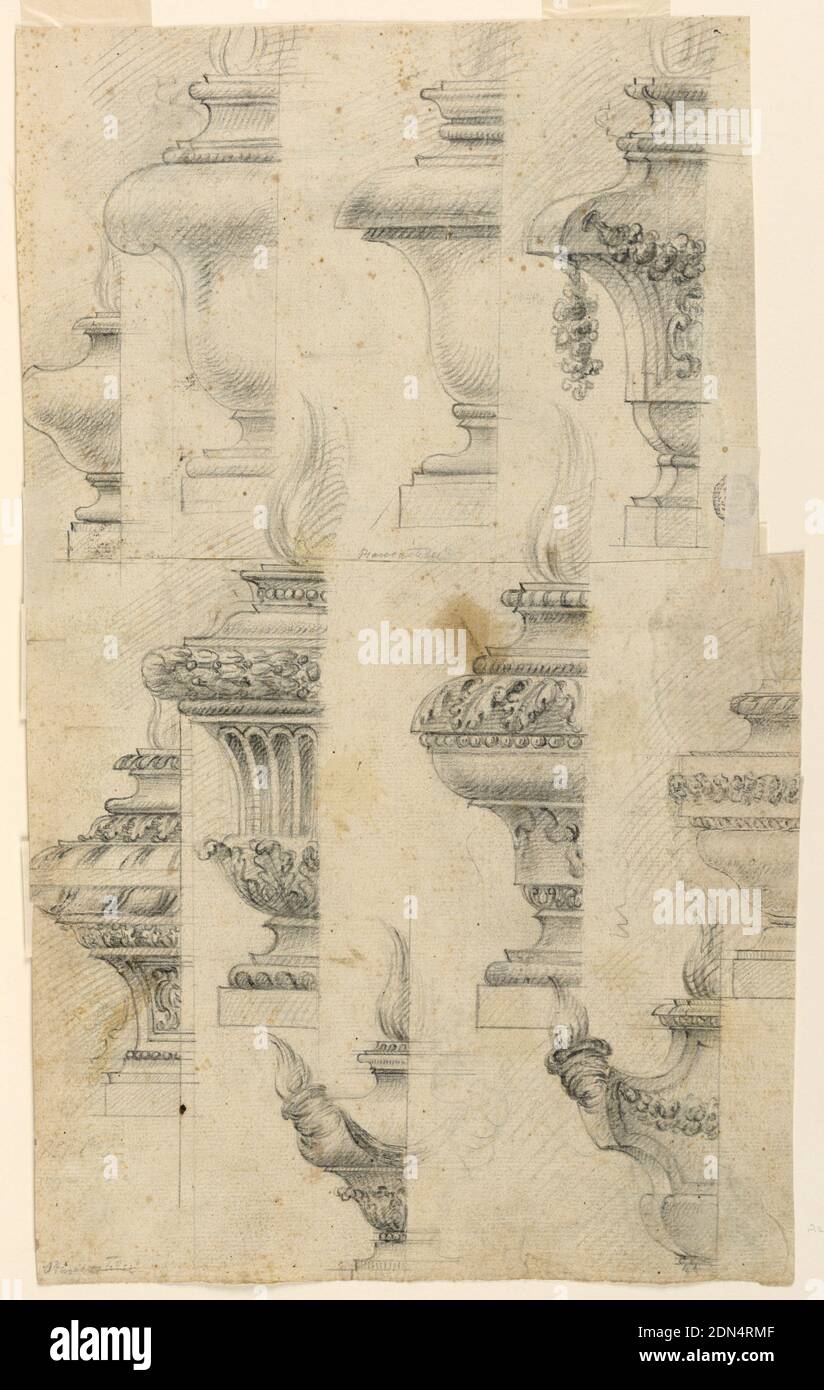 Sheet of Balusters, Black chalk on off-white laid paper, Two rows of ...
