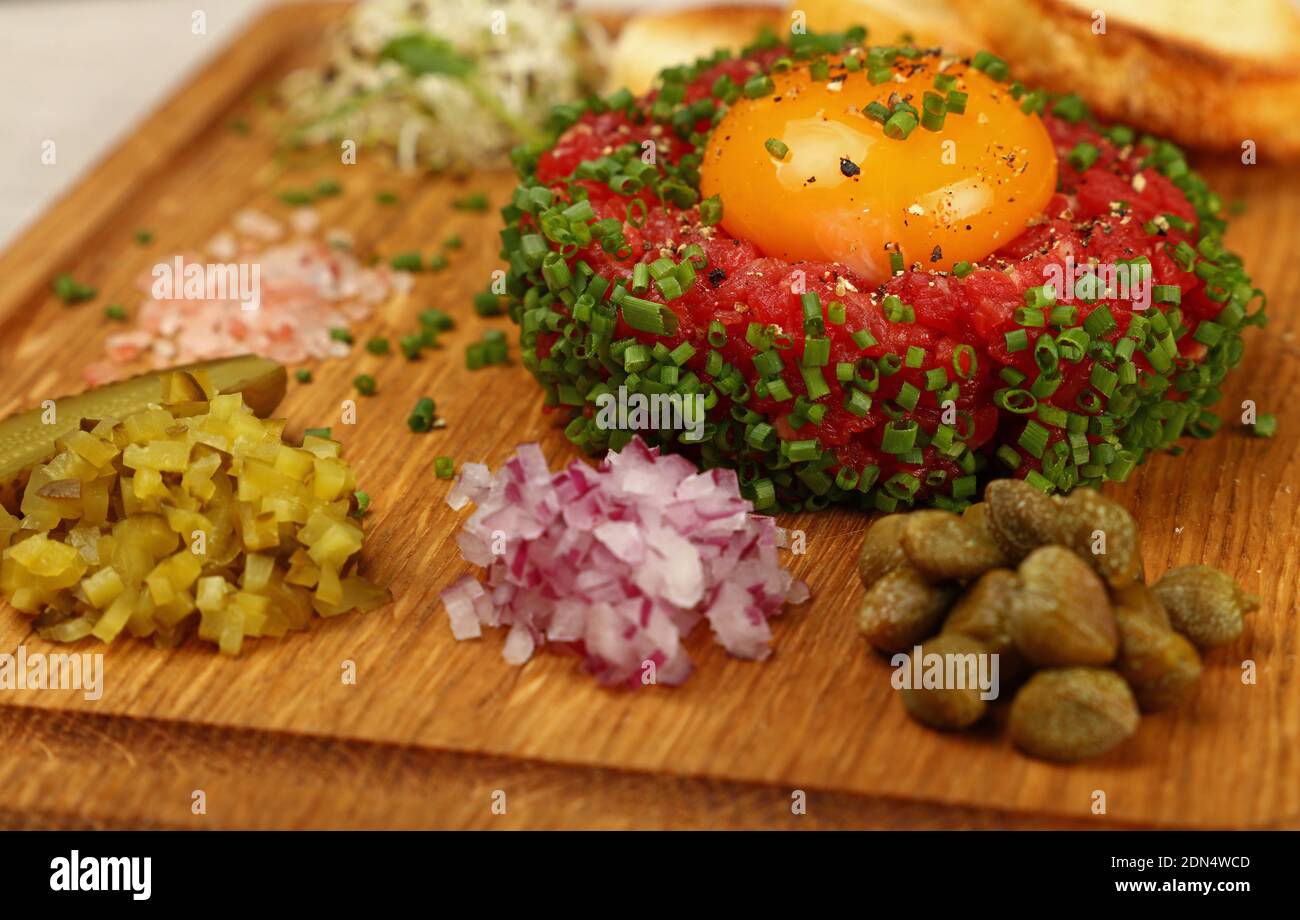 Chopped Vegetables On Cutting Board Stock Photo