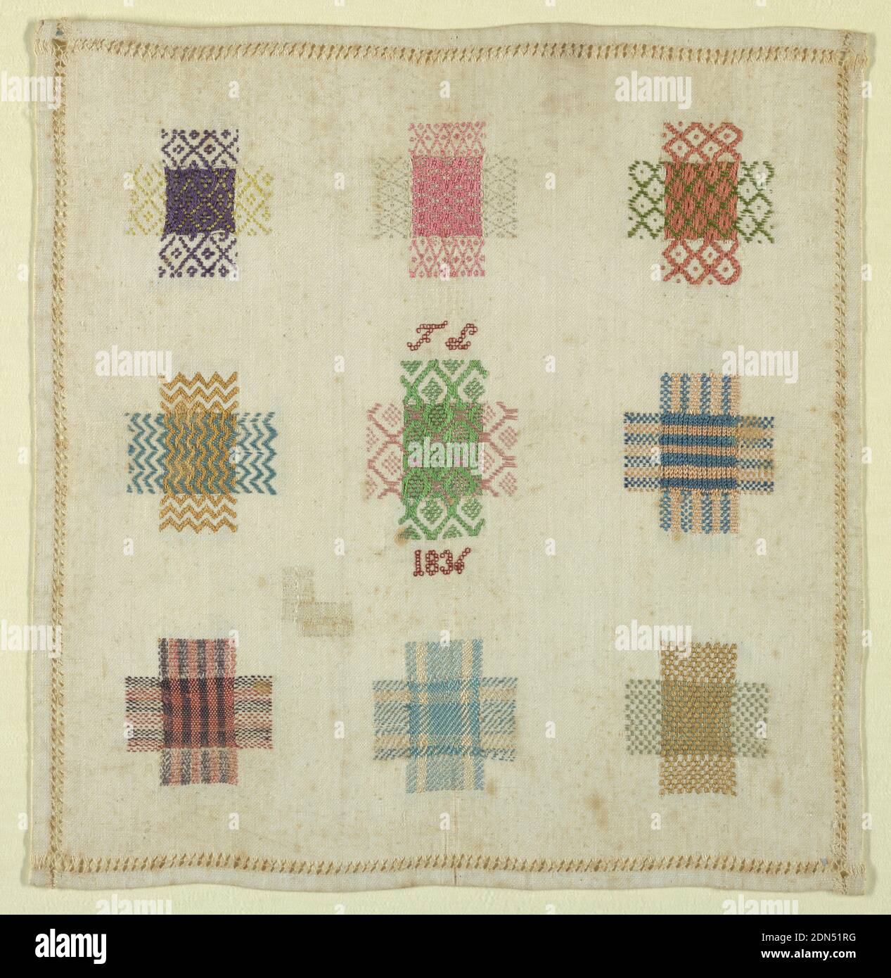 Embroidered with silk in cross and four sided stitches hires stock