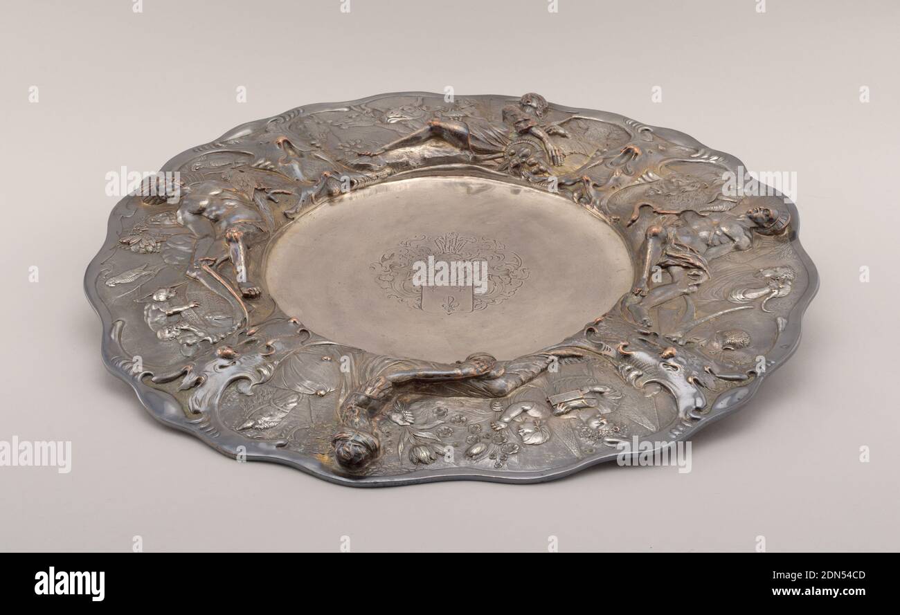 Dish, silverplate, 17th century, metalwork, Decorative Arts, Dish Stock Photo