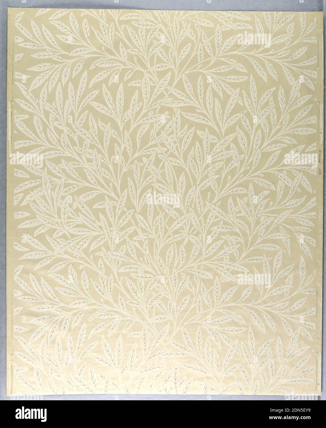 Willow, Block-printed on paper, Printed in white on white., England, 1874, Wallcoverings, Sidewall, Sidewall Stock Photo