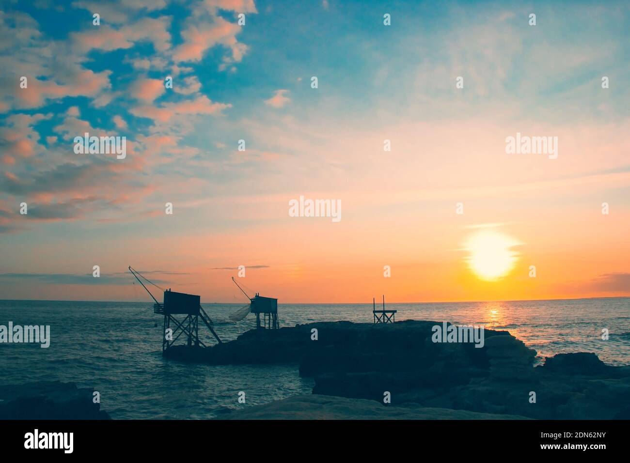 beautiful sunset over the ocean Stock Photo - Alamy