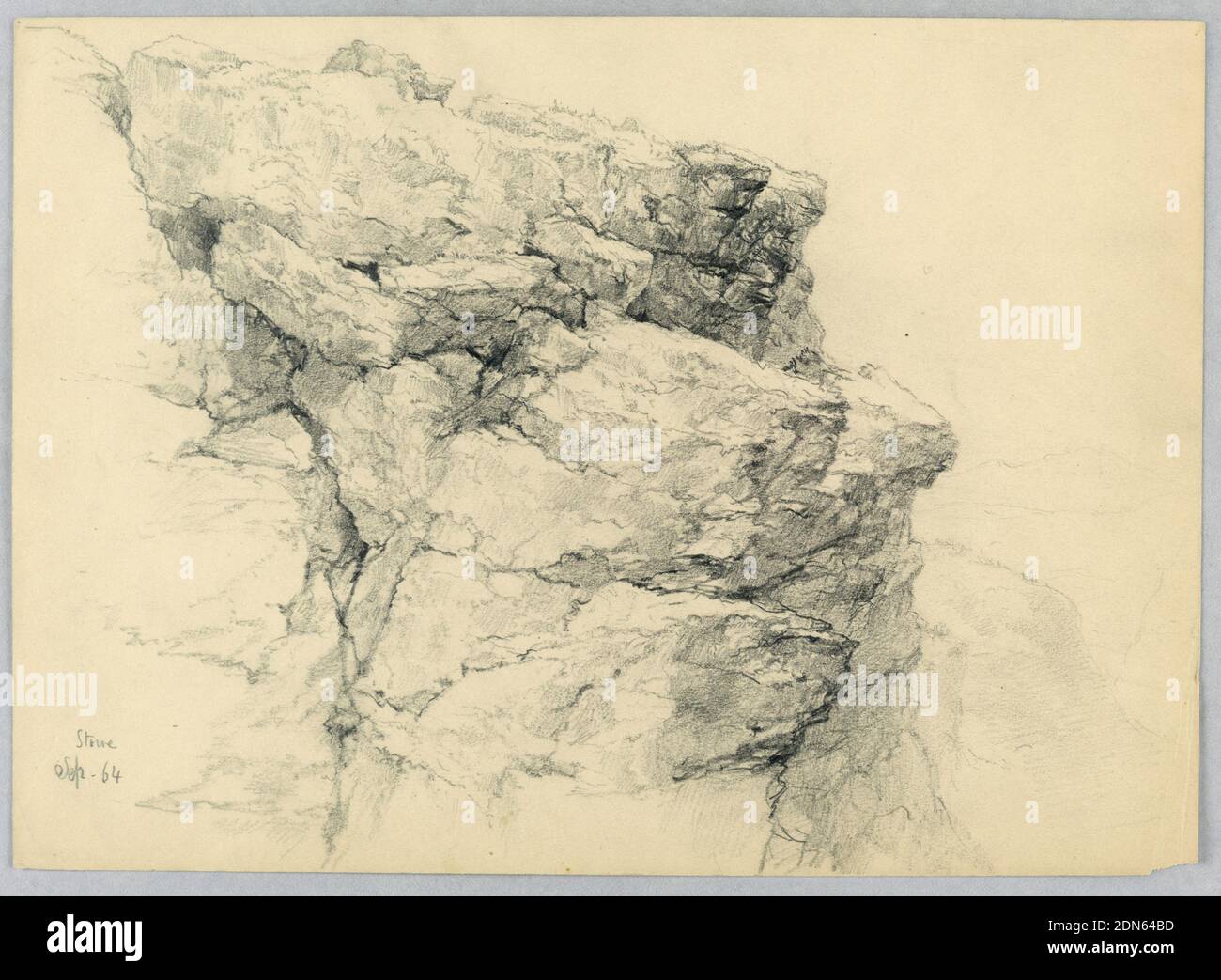 Rock Ledge at Stowe, Daniel Huntington, American, 18161906, Graphite