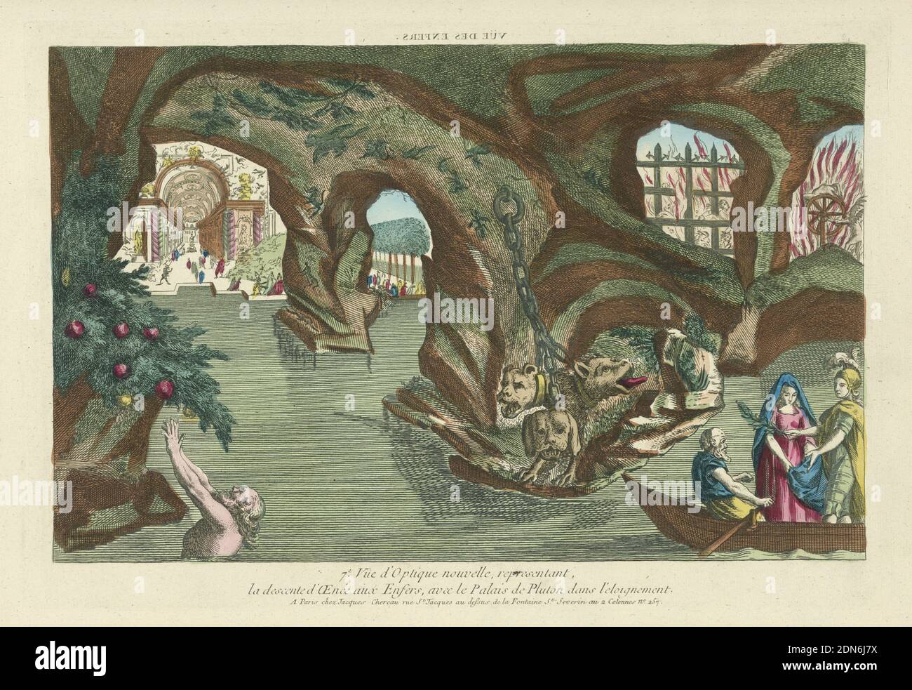 Peep Show Vue Des Enfers 7 Vue D Optique Nouvelle Representant La Descente D Aenee Aux Enfers Avec Le Palais De Pluton Dans L Eloignement Engraving In Ink And Washes Of Watercolor On Paper Mounted On
