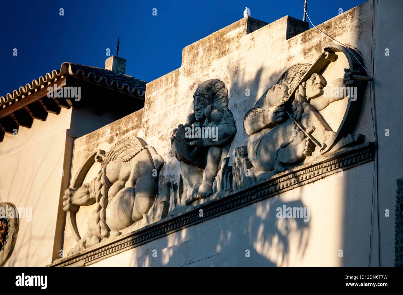 Columbia Pavilion in Seville was inspired by Chibcha, ancient people of modern Columbia, Spain. Stock Photo