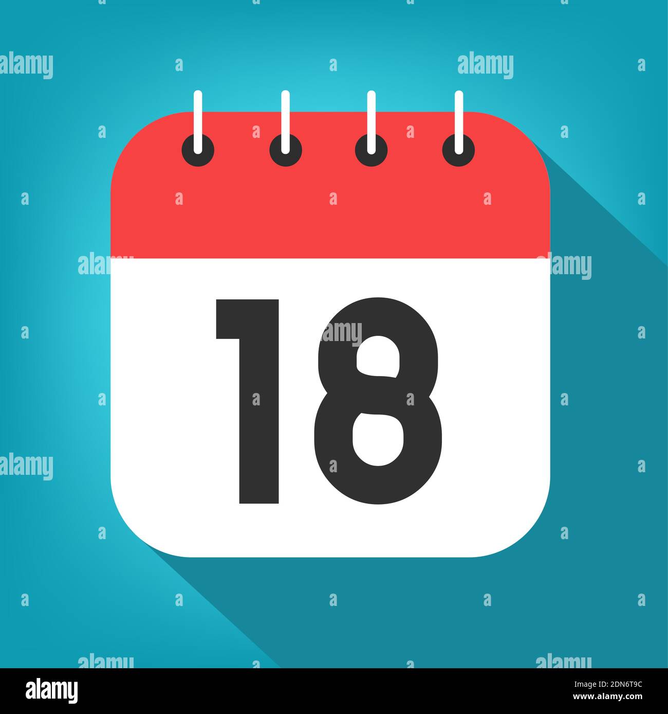 Calendar day 18. Number eighteen on a white paper with red border on blue  background vector Stock Vector Image & Art - Alamy