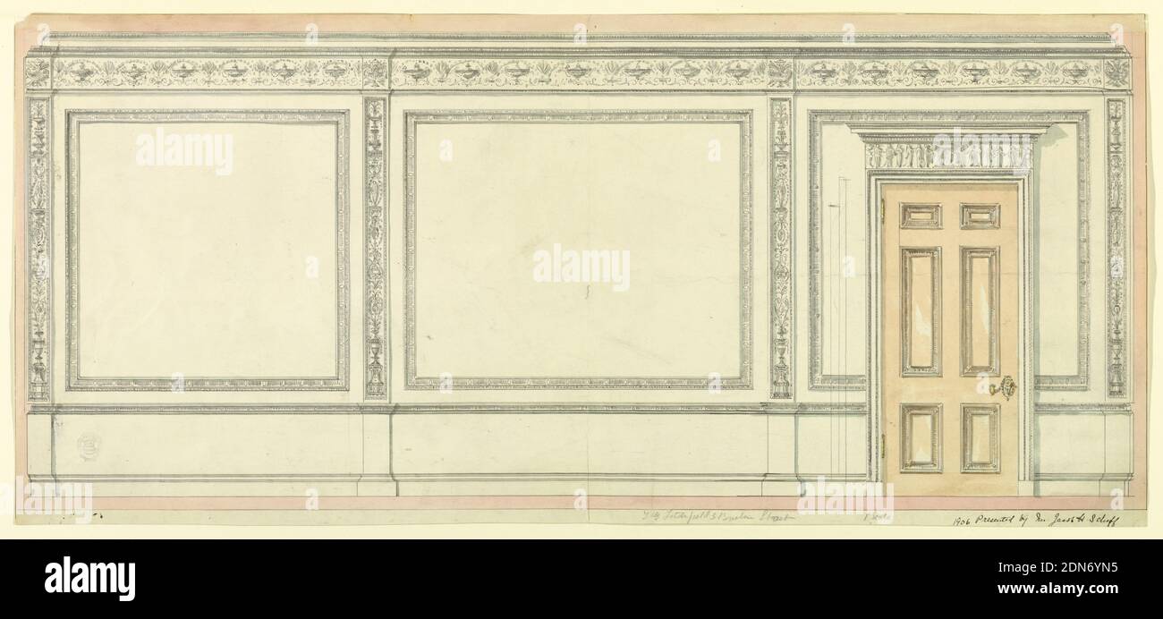 Design for a Wall Elevation, Pen and ink and brush and wash on paper, France, before 1906, Drawing Stock Photo