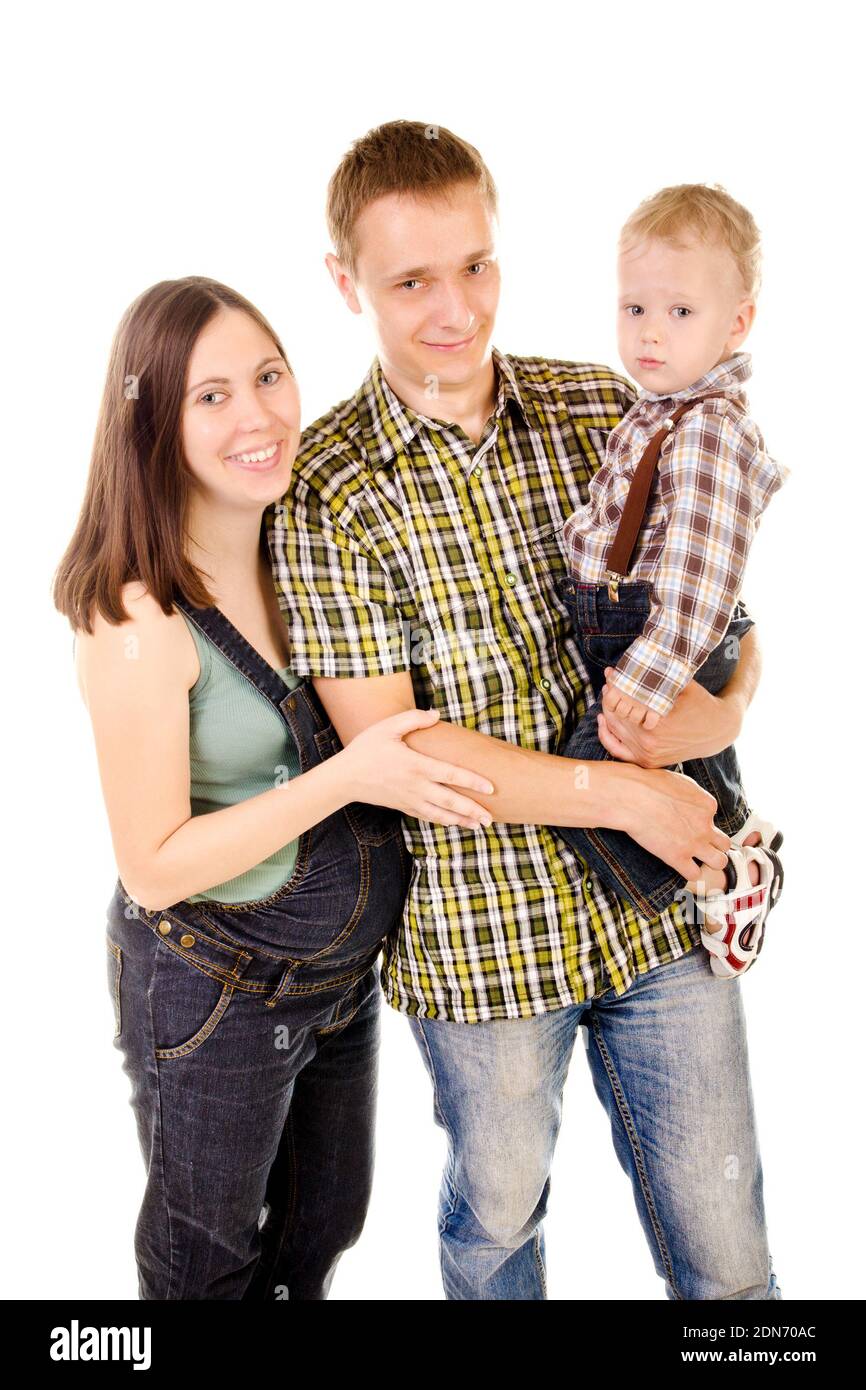 happy family isolated on a white background Stock Photo - Alamy