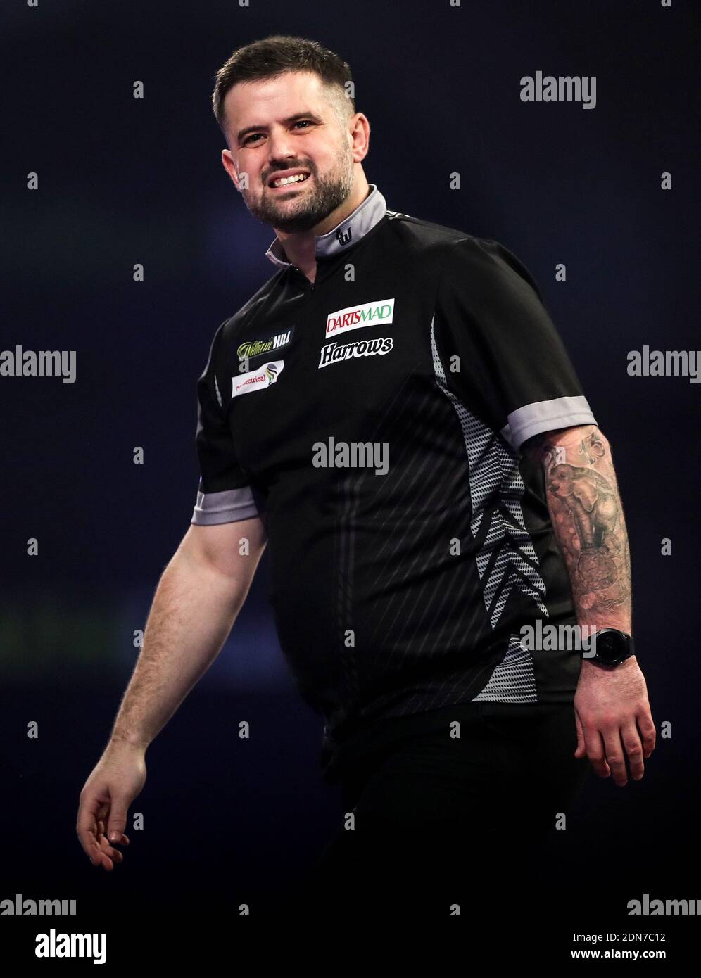 Luke Woodhouse reacts during day three of the William Hill World Darts