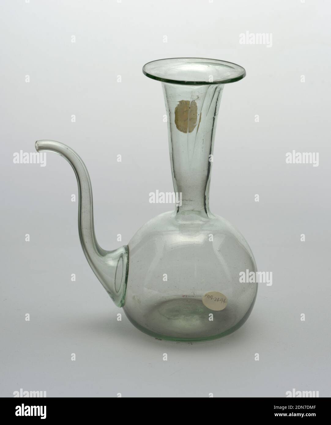 Pitcher, clear and greensih glass, Clear glass spouted vessel with a light green tint., Iran, 17th–18th century, glasswares, Decorative Arts, Pitcher Stock Photo