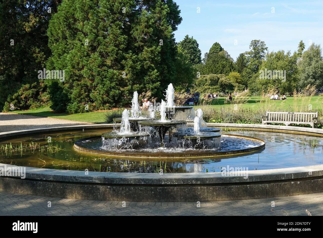 Fountain in Cambridge University Botanic Garden in Cambridge, England United Kingdom UK Stock Photo