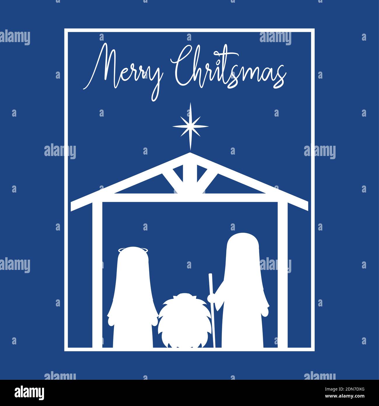 Merry christmas card with nativity - Vector illustration Stock Vector ...