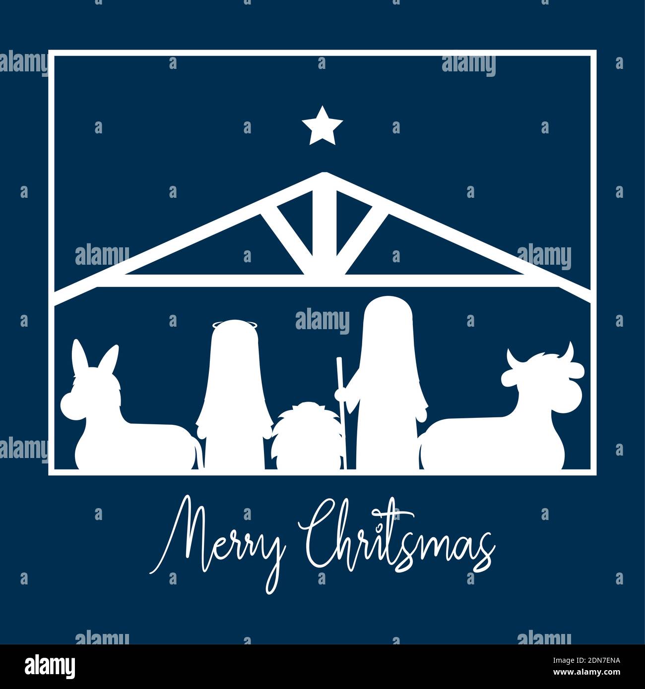 Merry christmas card with nativity - Vector illustration Stock Vector ...