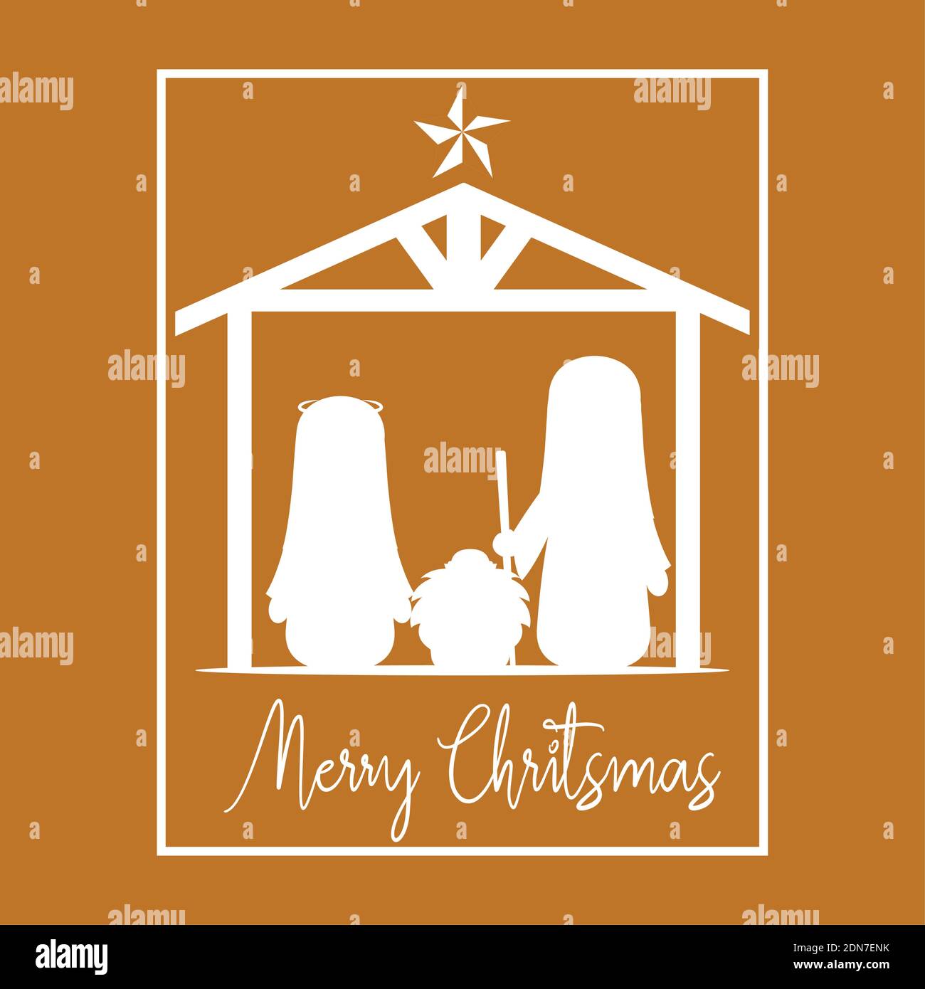 Merry christmas card with nativity - Vector illustration Stock Vector ...
