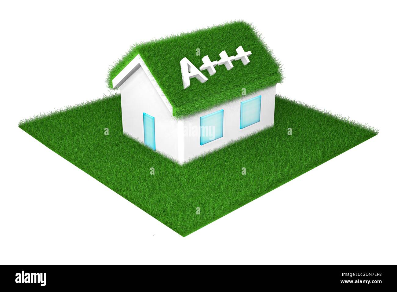 Eco friendly green house with alternative energy concept 3d design. Stock Photo