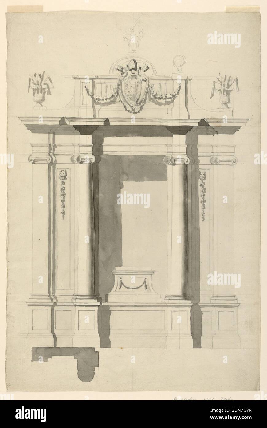 Terminus of an All e (or, Graphite, gray wash Support: laid paper, Rome, Italy, Italy, 1775, architecture, Drawing Stock Photo