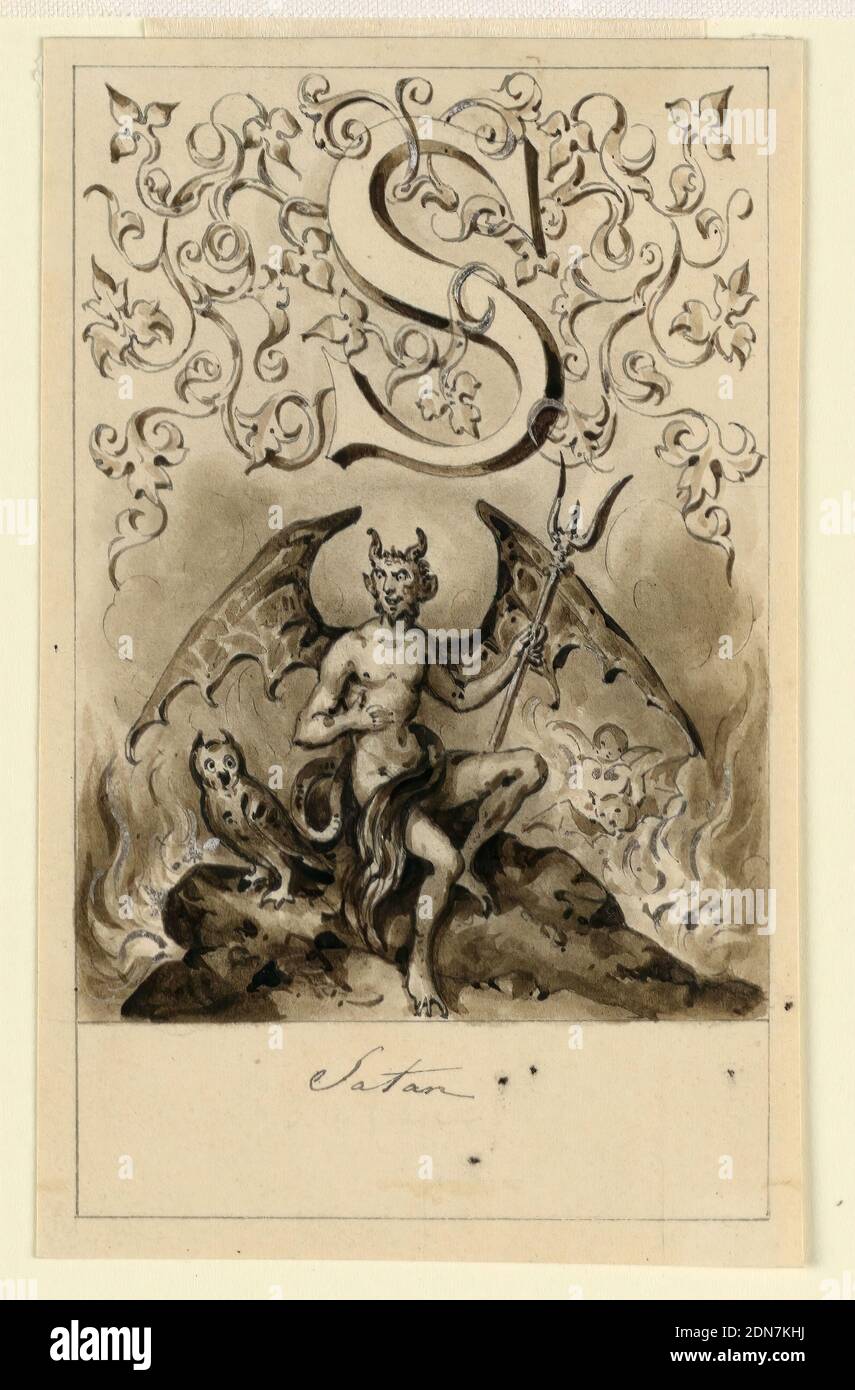 Design for the letter S of a primer: Satan, Victor Vincent Adam, 1801 ...