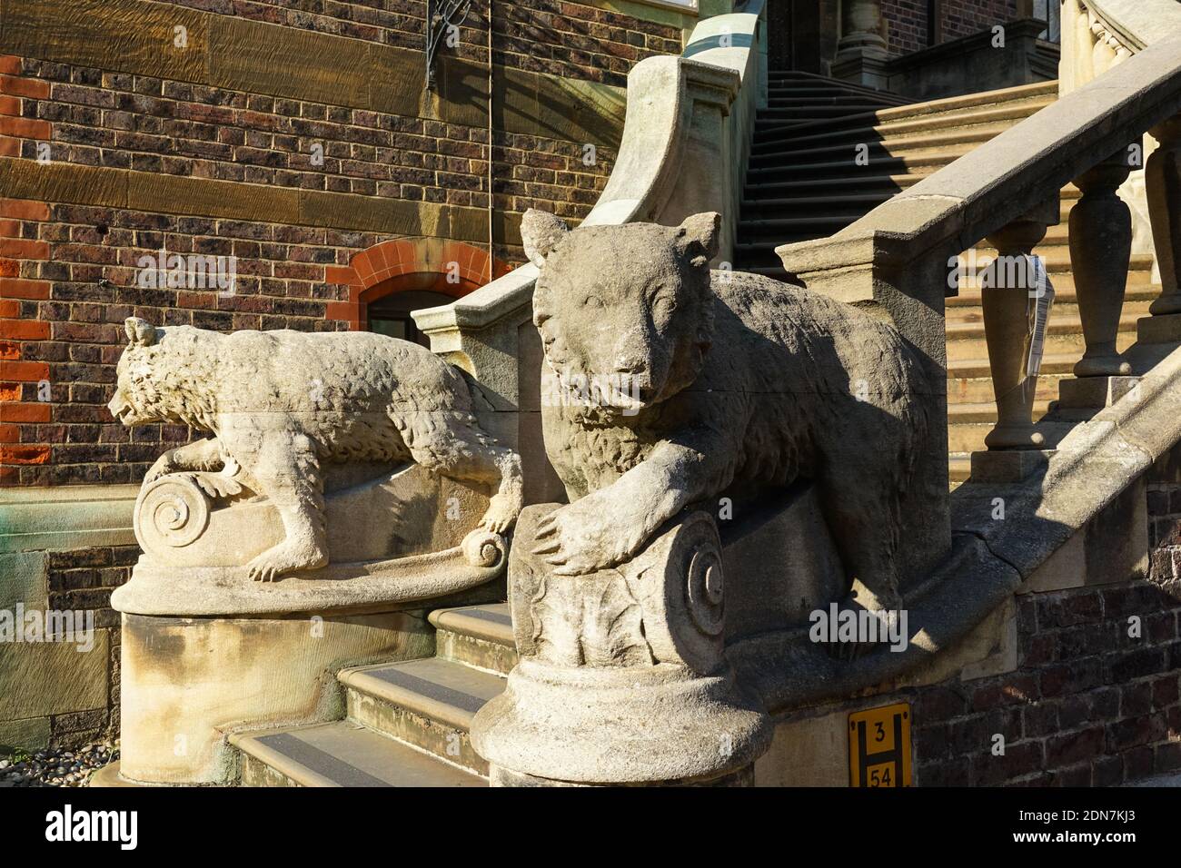 Animal sculptures at the entrance to the Sedgwick Museum of Earth Sciences, Cambridge Cambridgeshire England United Kingdom UK Stock Photo