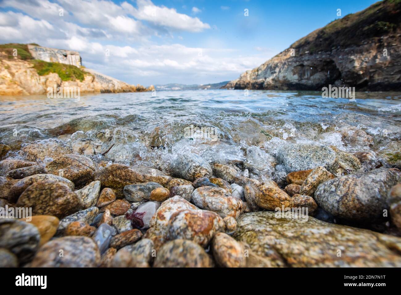 small pebble beach in Arteixo,Coruña, spain Stock Photo