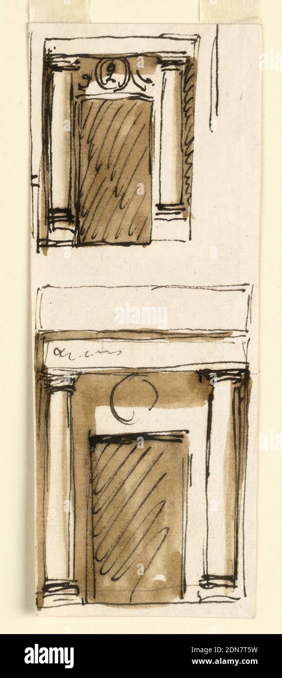 Two Elevations Of A Doorway Giuseppe Barberi Italian 1746 1809 Pen And Brown Ink Brush And Brown Wash On Off White Laid Paper The Door Openings Are Cut In A Niche Topped By A Two Elevations Of A Doorway Giuseppe Barberi Italian 1746 1809 Pen And Brown Ink Brush And Brown Wash On Off White Laid Paper The Door Openings Are Cut In A Niche Topped By A