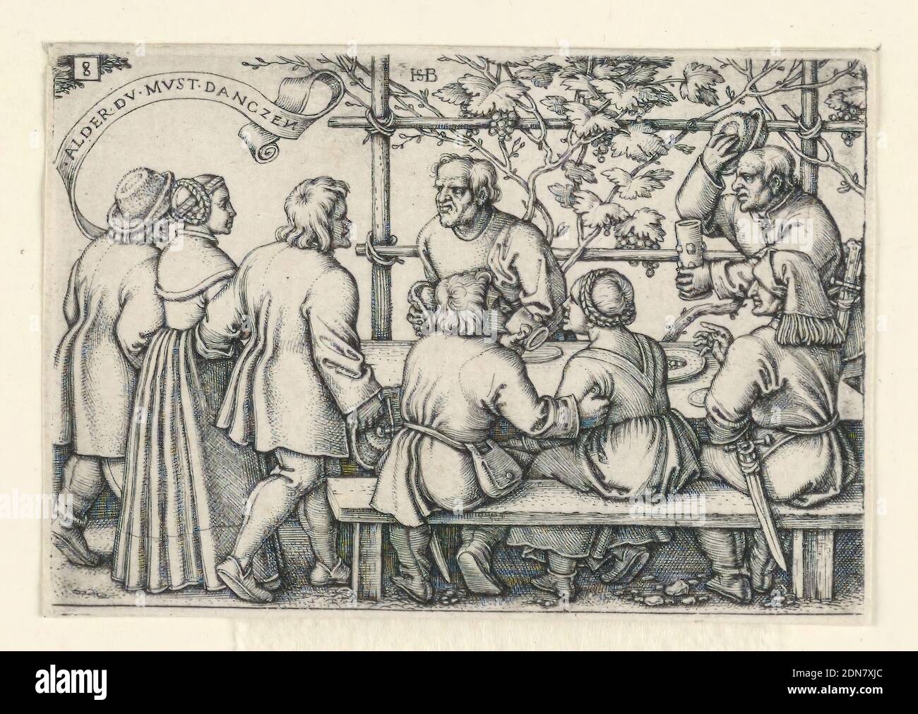 The Peasant's Feast, or, The Twelve Months, Hans Sebald Beham, German, 1500–1550, Engraving on off-white laid paper, 8 in a series of 10 plates, 1547, figures, Print Stock Photo