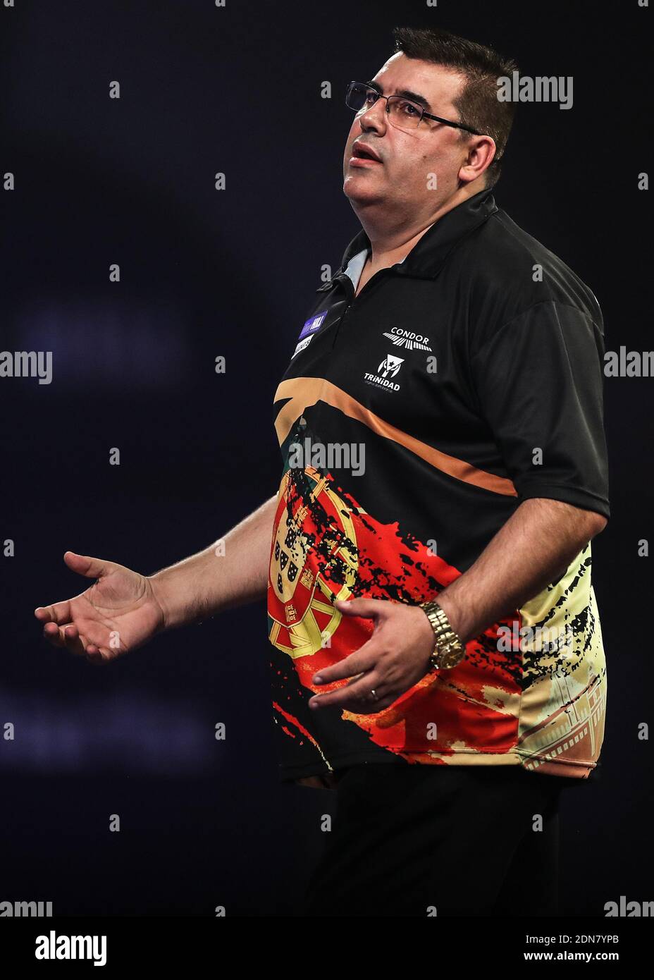Jose de Sousa in action during day three of the William Hill World Darts Championship at