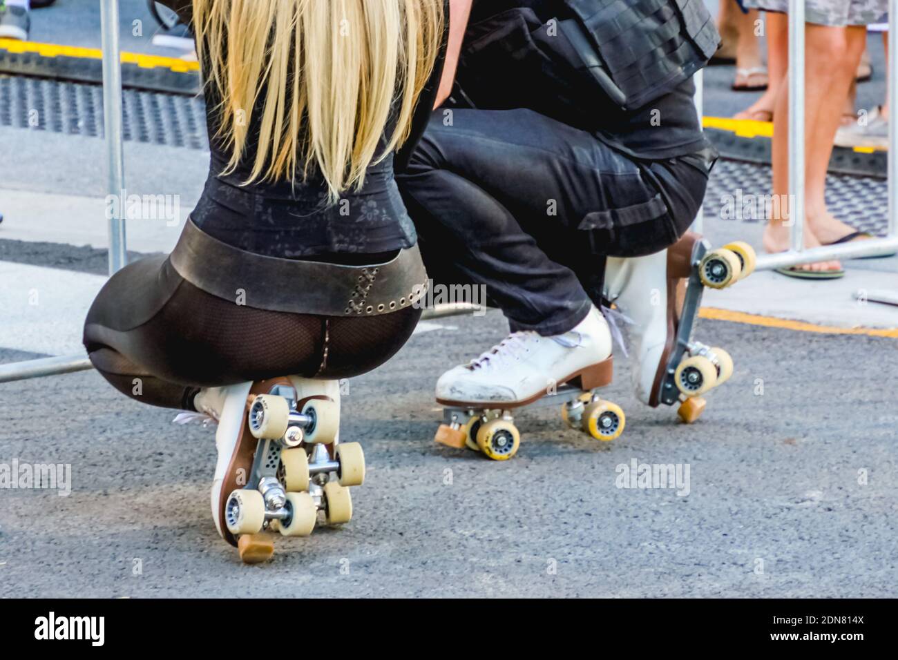 Couple wearing roller skates hires stock photography and images Alamy