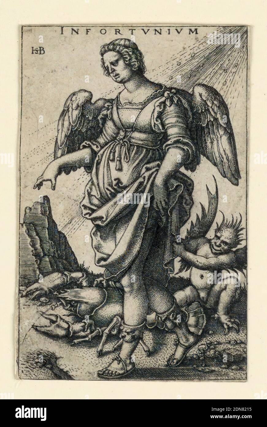 Infortunium (Misfortune), Hans Sebald Beham, German, 1500–1550, Engraving on laid paper, 1541, Print Stock Photo