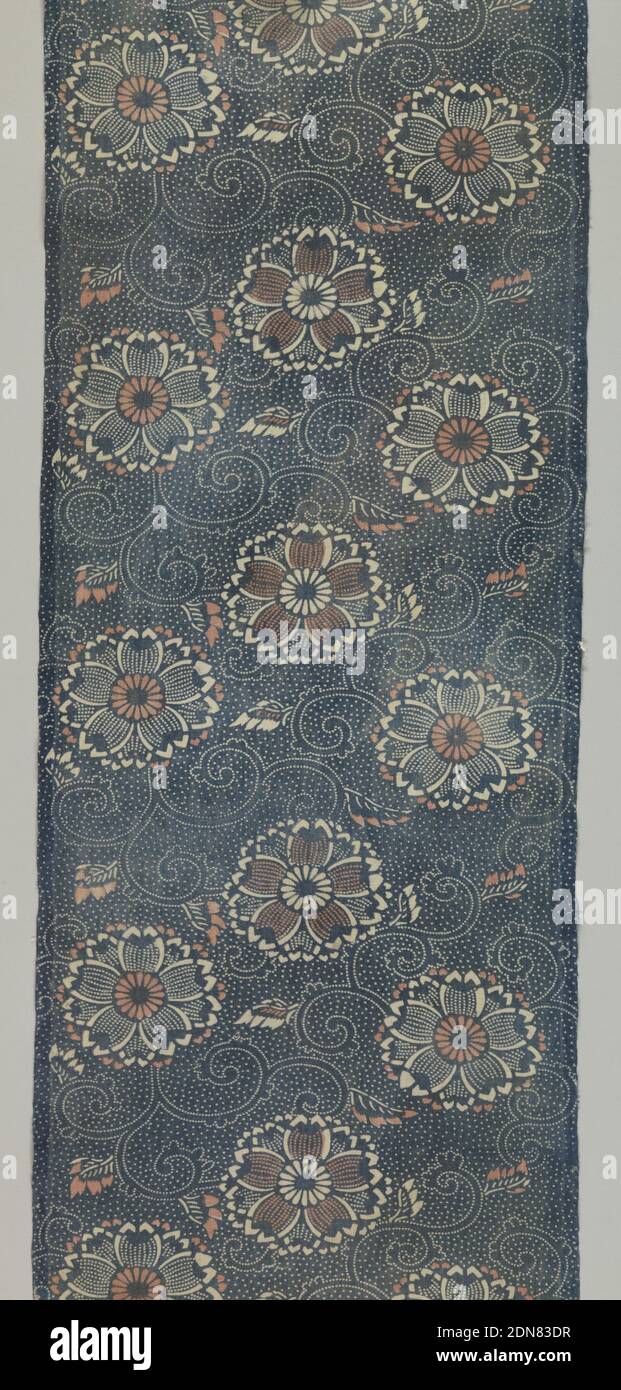 Textile, Medium: cotton Technique: stenciled resist (katazome) on plain ...