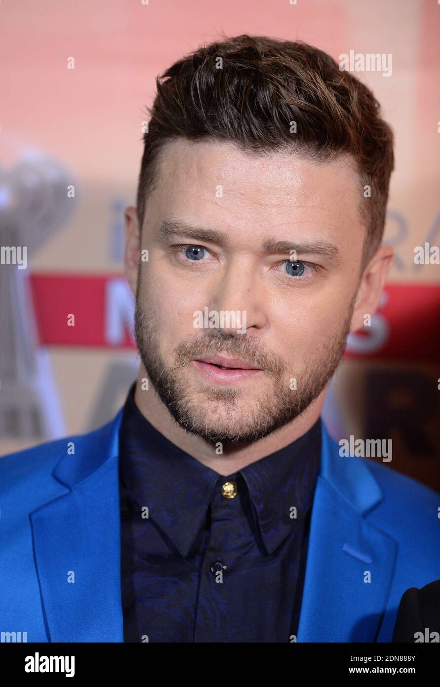 Justin Timberlake poses in the press room during the iHeartRadio Music  Awards held at The Shrine