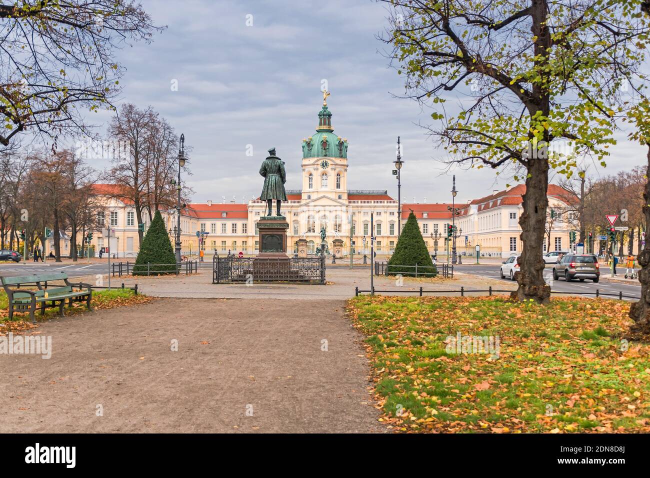 Berlin, Germany - November 13, 2020: Charlottenburg Palace, a former summer residence of the Hohenzollern, monument to Albrecht of Prussia, the brothe Stock Photo