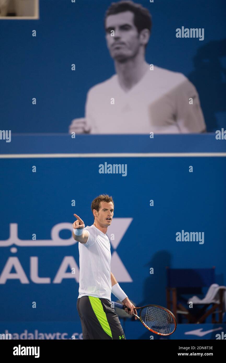Andy Murray during the Mubadala World Tennis Championship in Abu Dhabi, UAE, on January 2, 2015. Photo by Christophe Guibbaud/ABACAPRESS.COM Stock Photo