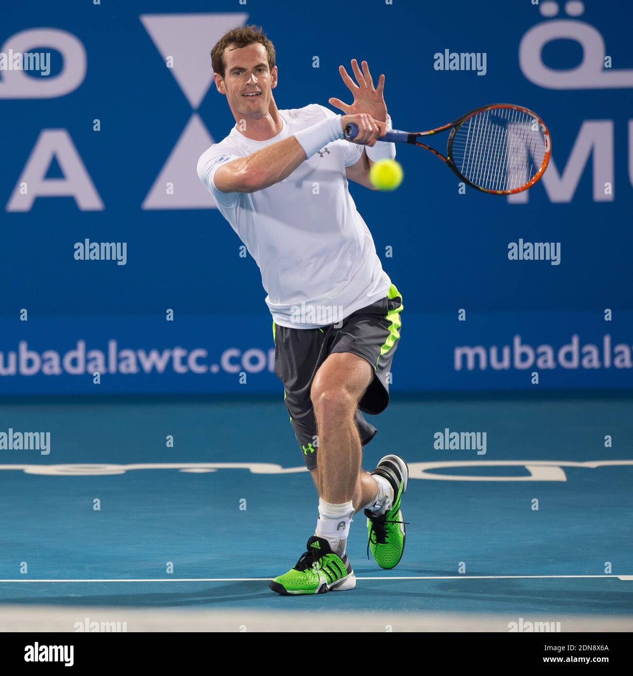 Andy Murray during the Mubadala World Tennis Championship in Abu Dhabi, UAE, on January 2, 2015. Photo by Christophe Guibbaud/ABACAPRESS.COM Stock Photo