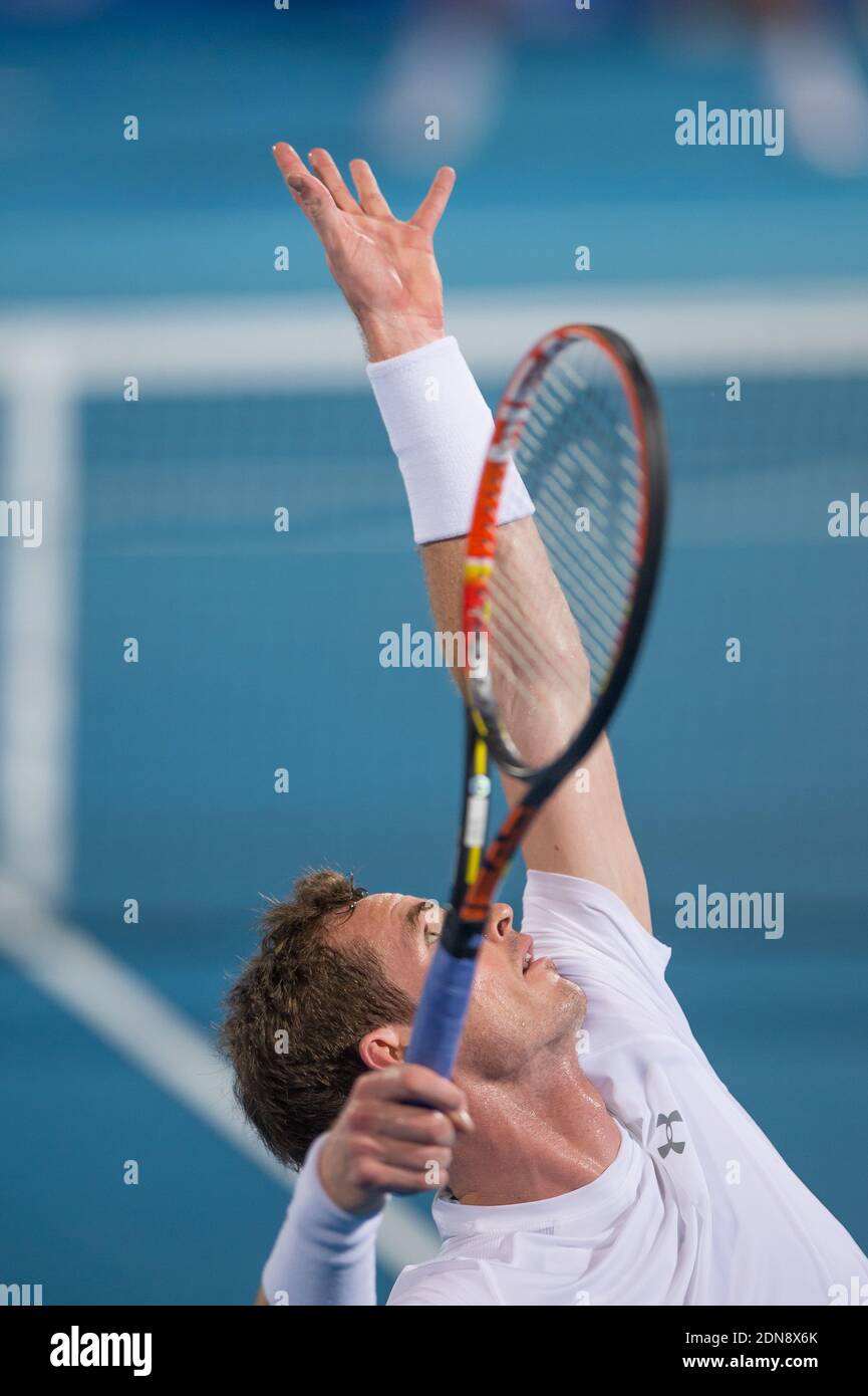 Andy Murray during the Mubadala World Tennis Championship in Abu Dhabi, UAE, on January 2, 2015. Photo by Christophe Guibbaud/ABACAPRESS.COM Stock Photo