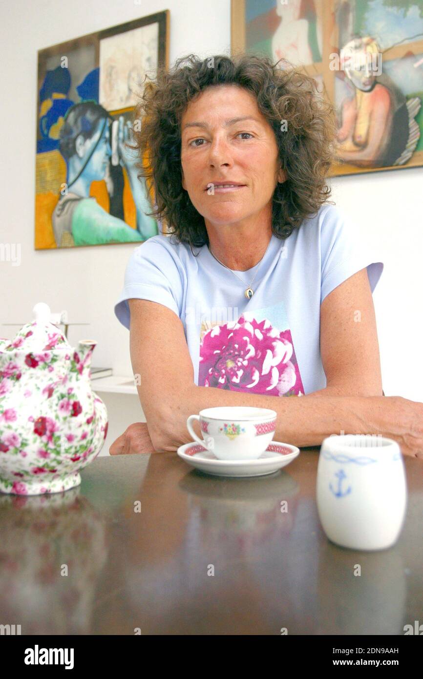 File photo : EXCLUSIVE. French skipper Florence Arthaud poses in her Art gallery in Marseille's district 'La Madrague Montredon', southern France, on May 4, 2005. Eight French nationals and their two Argentine pilots all died when two helicopters collided in La Rioja province in north-west Argentina. Yachtswoman Florence Arthaud, Olympic swimmer Camille Muffat and Olympic boxer Alexis Vastine all died. The helicopters were involved in the filming of TV survival show Dropped. Photo by Gerald Holubowicz/ABACA. Stock Photo
