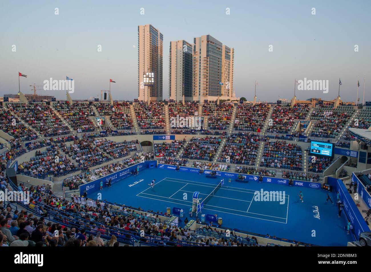 Atmosphere during the Mubadala World Tennis Championship in Abu Dhabi, UAE, on January 3, 2015. Photo Christophe Guibbaud/ABACAPRESS.COM Stock Photo