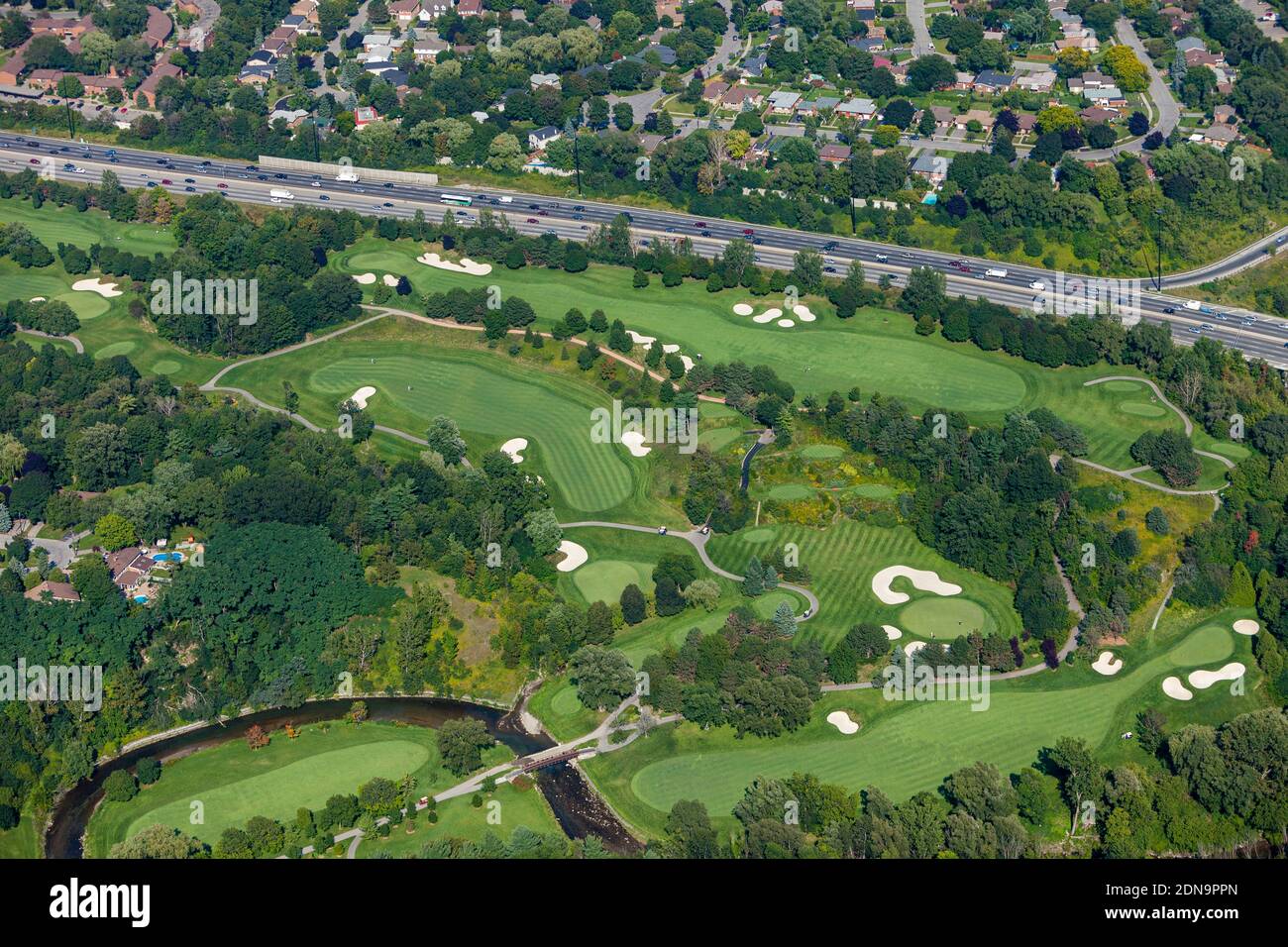 Aerial view of Donalda Club Golf Course in Toronto. Stock Photo
