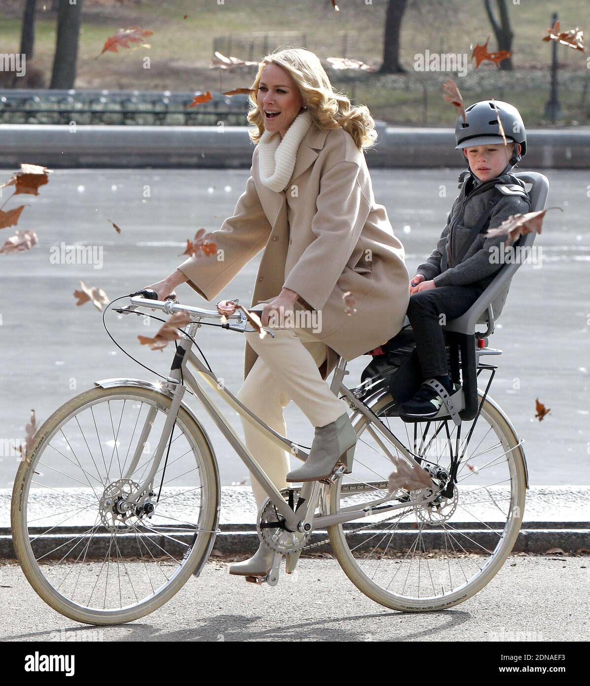 Brisith actress Naomi Watts is doing a photoshoot on a bike for L'Oreal  Paris around The Conservatory Water in Central Park, New York City, NY, USA  on January 21, 2015. Photo by
