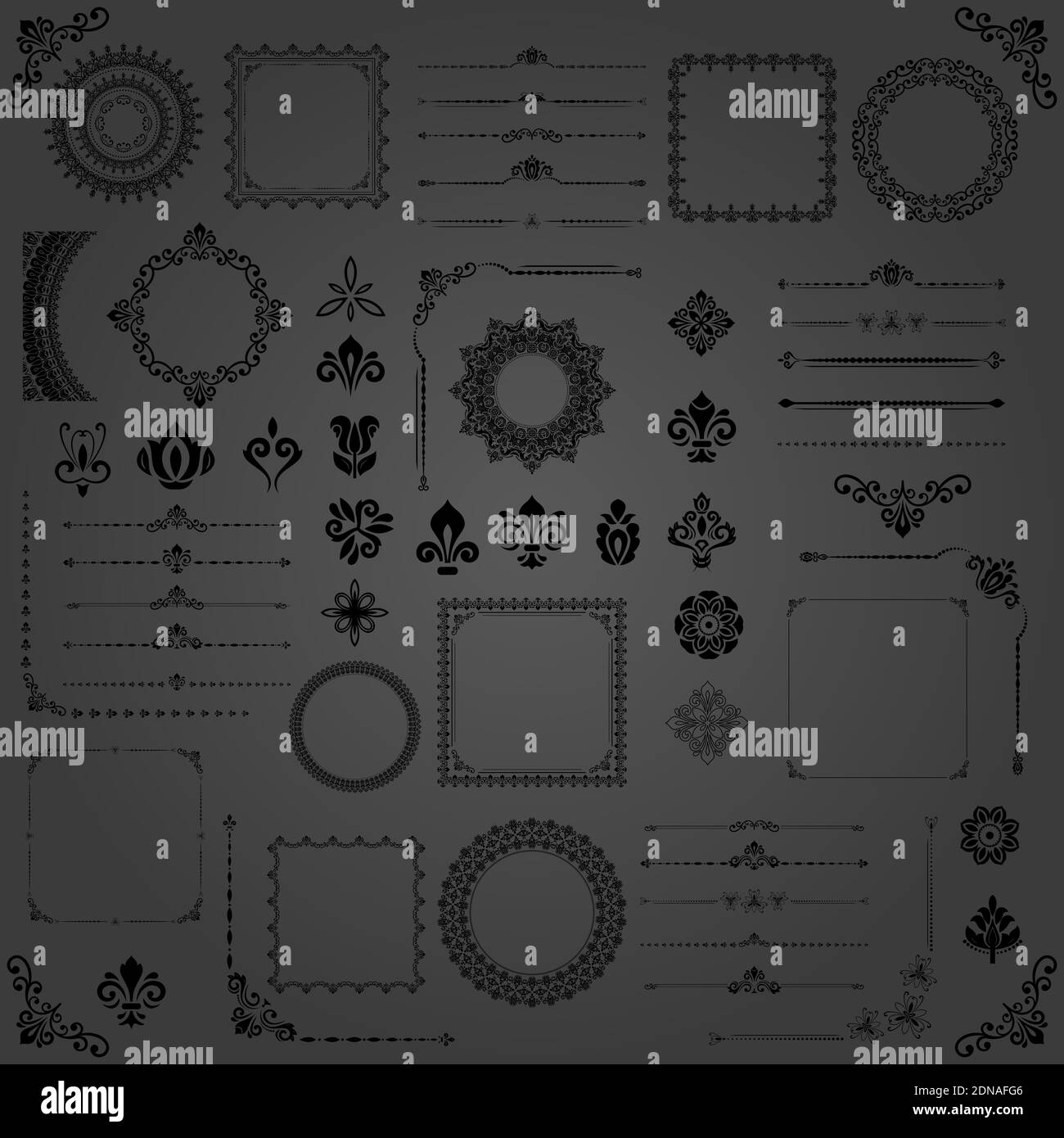 Vintage Set of Horizontal, Square and Round Elements Stock Photo - Alamy