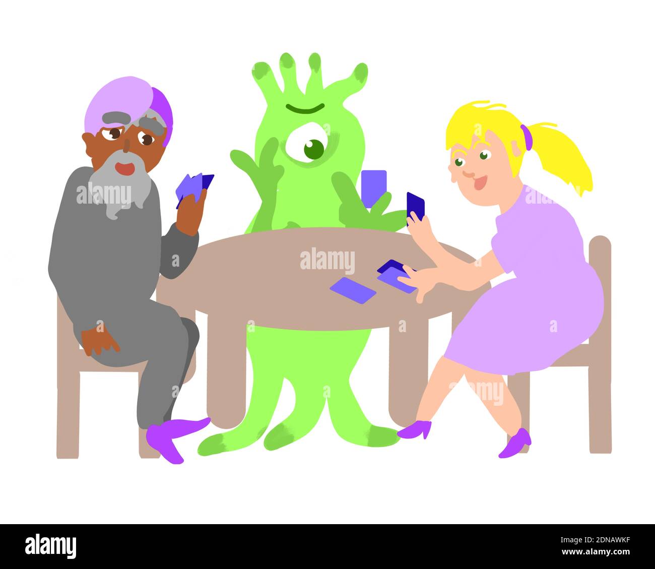 Playing Cards With Aliens Stock Photo
